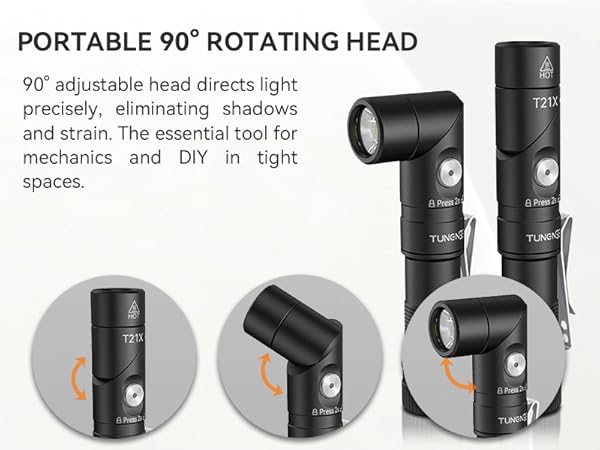 90 degree flashlight rechargeable