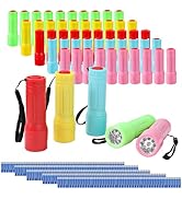 Hilngav 50 Pack 9-LED Mini Flashlight Bulk, Small Multicolor Flashlights for Kids with Lanyard, B...