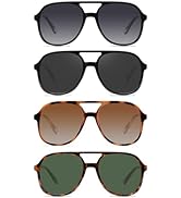 YDAOWKN Retro Square Aviator Sunglasses for Womens Mens Vintage 70s Double Bridge Sun Glasses