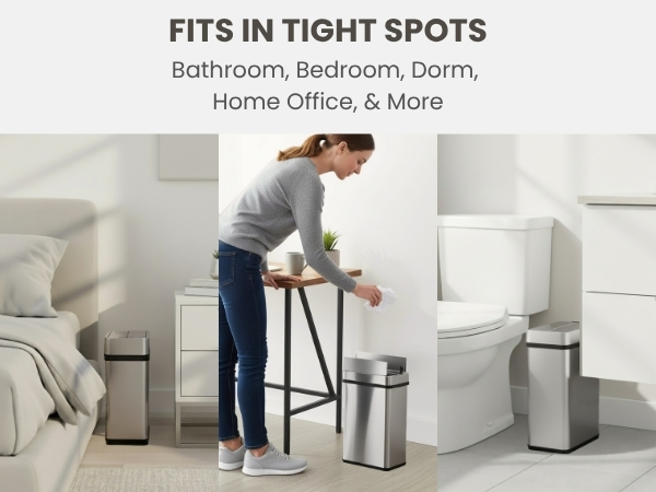 slim trash can fits in tight spots