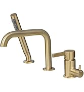 KAPHOME Gold Roman Tub Faucet With Sprayer,Deck Mount Tub Faucet With Sprayer,High Flow 3-Holes S...