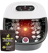 Foot Spa Bath Massager with Heat Bubbles and Vibration Massage and Jets, 16 OZ Calming Lavender F...