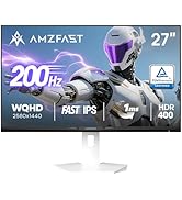 Amzfast 27 inch 1440P 200Hz/180Hz White Gaming Monitor, WQHD (2560 ×1440),MPRT 1ms Fast IPS | HDR...