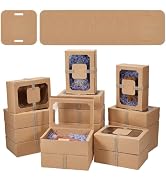 PH PandaHall 12 Sets Brown Gift Box Cookie Dessert Boxes with Window Bakery Packing Box Foldable ...