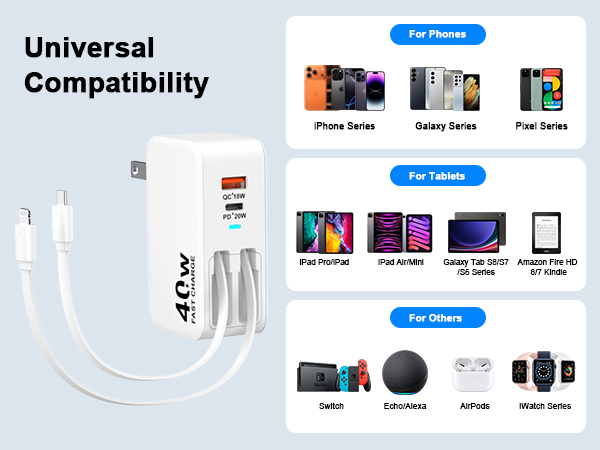 4-in-1 Retractable Wall Charger