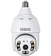 EVERSECU 2K 4MP Light Bulb Security Camera, Outdoor Waterproof, 360° View, 2.4G WiFi&Wireless, Mo...
