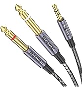 MOSWAG 3.5mm 1/8" TRS to 2 x 6.35mm 1/4" TS Mono Y Cable 3.28FT/1Meter Splitter Cable Compatible ...