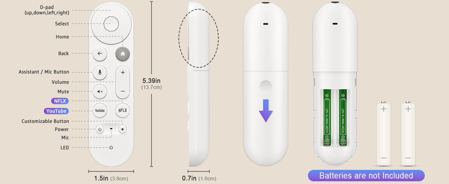 Voice Replacement Remote Control for Chromecast-Google-TV 4K/HD, for Google-TV-Streamer-Remote 4K