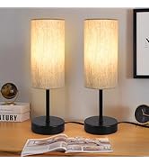 RISLG 2 Pack Small Table Lamps for Bedroom, Bedside Lamps for Nightstand with Wire Switch, Minima...