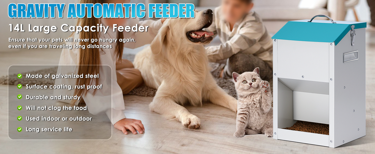 gravity automatic pet dog cat feeder
