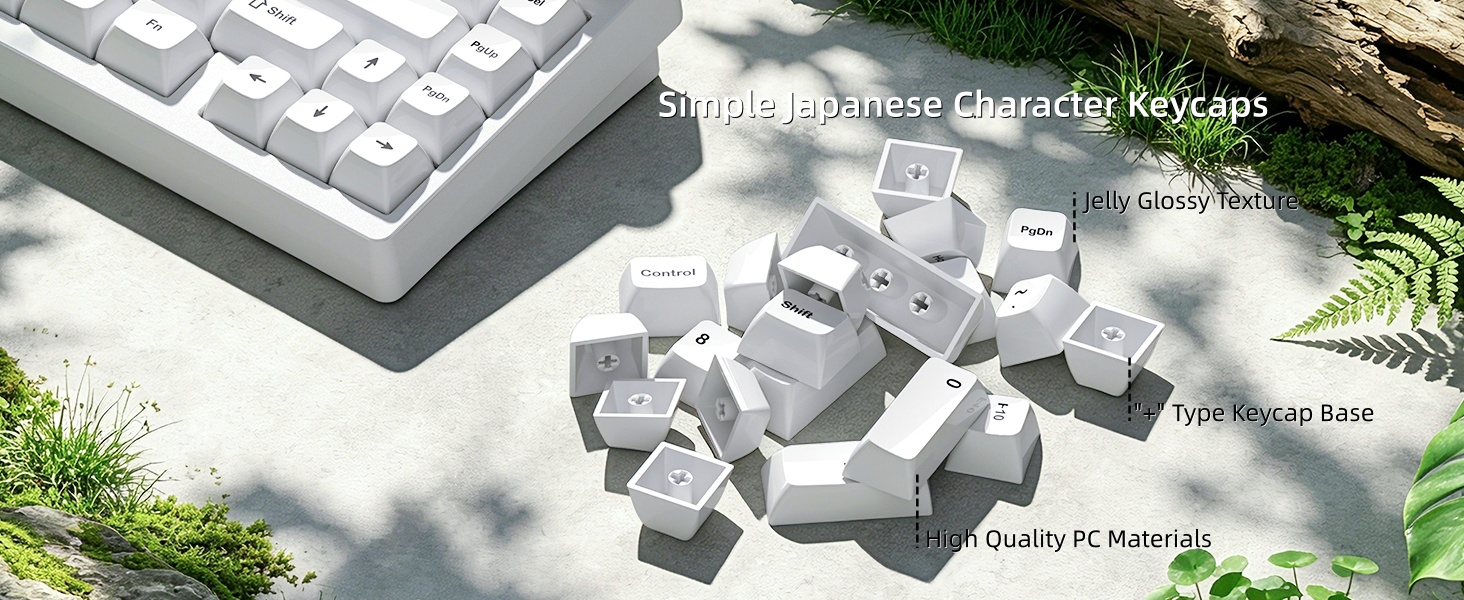 White Keycaps Ceramic Style PC Glossy Jelly Keycap for Mechanical Keyboard