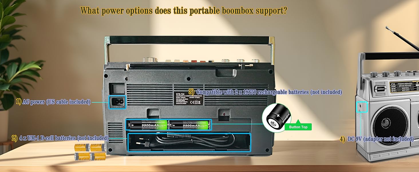 retro cassette player recorder ac dc supply