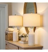 Vortether 23.75" Modern Ceramic Table Lamps Set of 2, Stylish Bedside Lamps for Bedroom, Gorgeous...