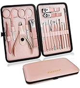 ZIZZON Manicure Set 18 in 1 Professional Pedicure Set Nail scissors Grooming Kit with Leather Tra...