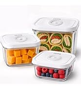 FEPPO Vacuum Seal Containers for Food Storage, 3 Pcs Set [1* Small, 1* Medium, 1* Large] Works wi...