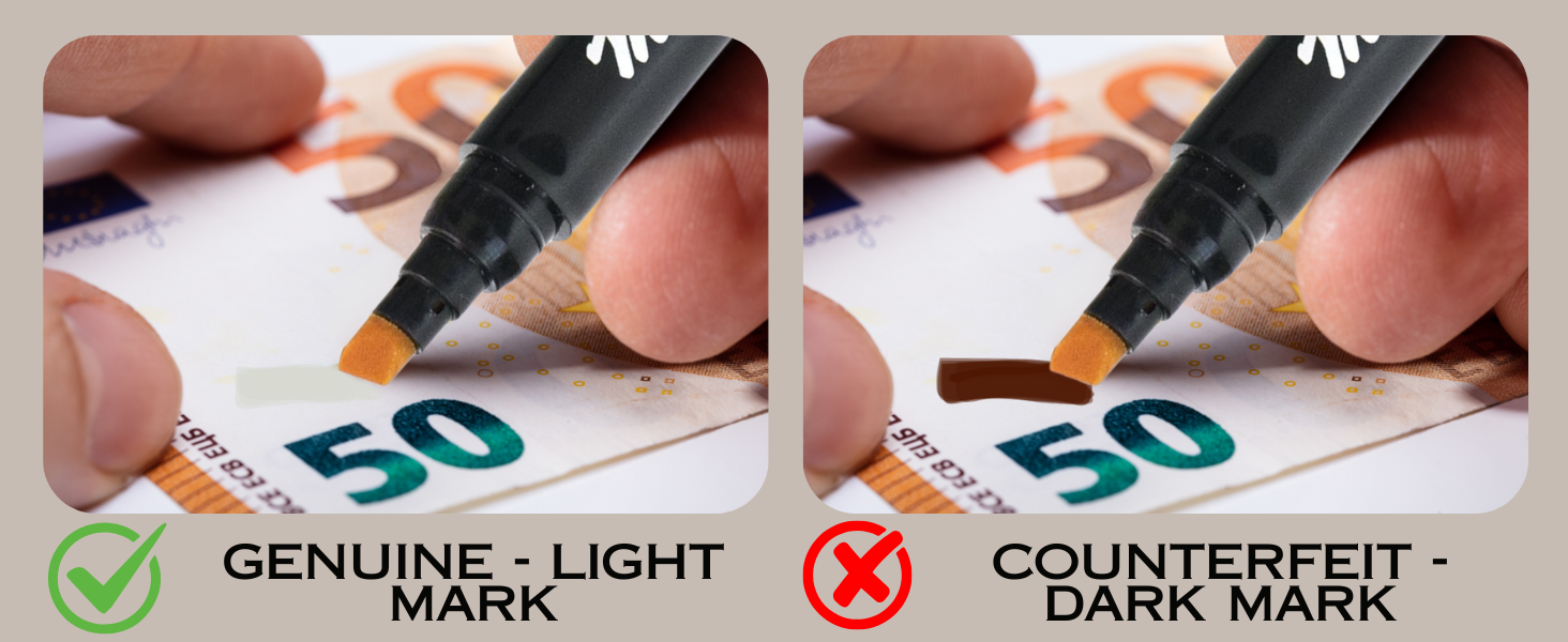 Counterfeit Money Detector Pen - Money Marker Bill Detector Pen with Upgraded Chisel Tip