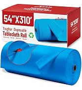 Plastic Table Cloth, 310 Ft X 54 in Disposable Tablecloth Blue Tablecloth Premium PEVA Plastic Ta...