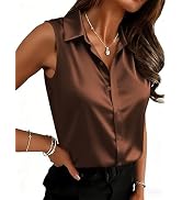 Zeagoo Womens Satin Blouse Sleeveless Silk Tank Tops Button Down Shirts Business Casual Outfits 2026