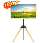 Afaloona Wood Easel TV Stand for 32 to 65 Inch LCD LED OLED Screen, 25°Swivel Tripod TV Mount Por...