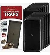 LULUCATCH Super Heavier Mouse Traps 12 Pack for Mice &amp; Snakes with Non-Toxic Glue. Larger Sticky ...