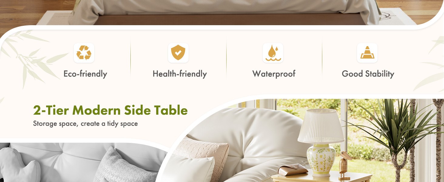 1 drawer and an open shelf on the side table with storage offer lots of space