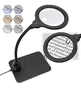 Rechargeable Magnifying Glass with Light and Stand 3600mAh, 15X 30X LED Magnifier, 4.9 Inch, 6 Co...