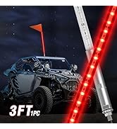 Nilight 1PCS 3FT LED Whip Light with Aluminum Base Red Color Safety Warning Pole Lighted Antenna ...