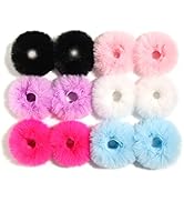 Fuzzy Furry Artificial Rabbit Fur Hair Accessory: Faux Fur Rope Wristband, Hair Ring, Ponytail Ho...
