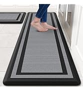KitchenClouds [2 PCS Kitchen Rugs Cushioned Anti-Fatigue Kitchen Mats for Floor Waterproof Kitche...