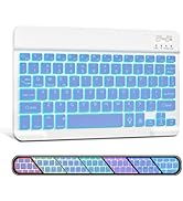 XIWMIX Ultra-Slim Wireless Bluetooth Keyboard-7 Colors Backlit Universal Rechargeable Portable Ke...