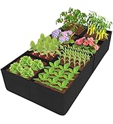 POILKMNI Fabric Raised Garden Bed, 232 Gallon 8 Grids Plant Grow Bags 8x4x1ft Large Garden Grow B...