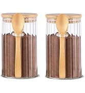 Steviieden 25 FL OZ Airtight Glass Jars with Bamboo Spoons Lids Overnight Oats Container Decorati...
