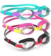 ZABERT 3 Pack Kids Goggles for Swimming, Anti-fog 100% UV Protection, for Kids Age 3-14