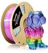 LOVOON Silk PLA 3D Printer Filament, Shiny Rainbow PLA Filament 1.75mm, Color Change by Length PL...