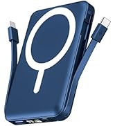podoru for Magsafe Battery Pack, 10000mAh Magnetic Power Bank Built-in Double USB C Cables 22.5W ...