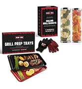 BLAZIN' GRILL Prep &amp; Serving Trays &amp; Rolling Grill Baskets Bundle | Set of 2 Stackable, Melamine ...