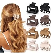 Oeusnael 8 Pcs Medium Hair Clips for Women Girls - 2 Styles Rectangle and Double Row Teeth Small ...