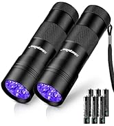 Morpilot Blacklight Flashlights uv Flashlight,12 LED 395nm Ultraviolet Blacklight 2 PCS Black Lig...