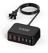 USB C Charger Block, 100W GaN 6 Port PD USB C and QC USB A Wall Charger Adapter Plug Cube, Super ...