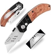 Harita Utility Knife Box Cutter with Belt Clip, Extra 5 pack refilled Blades and Wood Handle Heav...