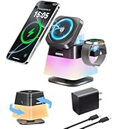 CRUIHOG 4 in 1 Wireless Charging Station,Charger Stand with Night Light for iPhone17/16/15/14/13/...