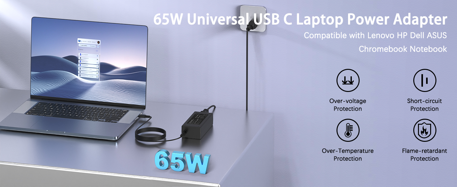 USB C Chromebook Laptop Charger