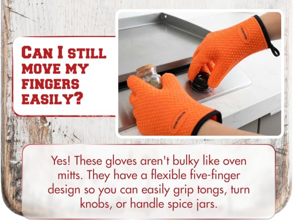 KITCHEN PERFECTION Silicone Oven &amp; Griddle Gloves -Extreme Heat Resistant BBQ