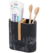 rejomiik Black Toothbrush Holders Electric Toothbrush Holder for Bathrooms, Bamboo Tooth Brushing...