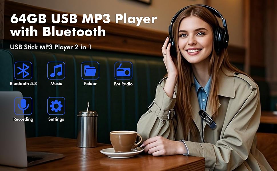 usb flash drive music player for Kids small mp3 player with Bluetooth Clip on Digital Audio Players