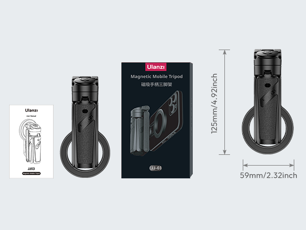 ULANZI JJ03 Magnetic Tripod for Phone with Remote Control, 3-in-1 Selfie Stick Handle Grip