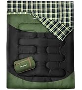 WKFAMOUT Double Sleeping Bag for Adults Machine Washable 2 Person Camping Sleeping Bag Queen Size...