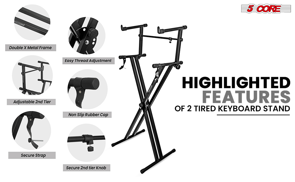 Keyboard Stand Single X Style 7 Adjustable Digital Electric Piano 61 76 88 Keys