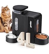 ZOMISIA Gravity Cat Feeder and Water Dispenser with 304 Stainless Steel Bowls, 2 in 1 Automatic C...