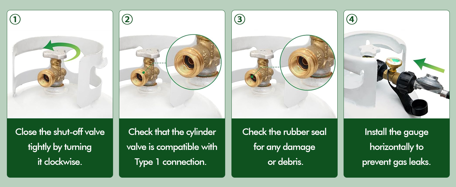 Propane Tank Gauge Level Indicator, Propane Gas Gauge for LP Propane Tank 5LB-40LB with QCC1/Type